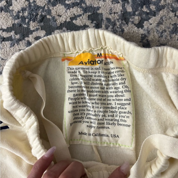 Never worn Aviator Nation Cream Sweatpants with Rainbow Trim - Picture 3 of 4